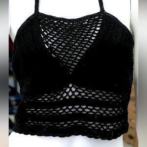 Travida Womens Open Shoulder Pasha Top Black| Beach top| knitted top| size M|New